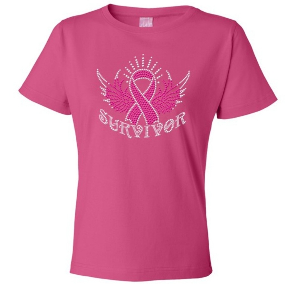5⭐ "Survivor" breast cancer awareness pink tee